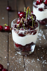 Milk dessert with cherries