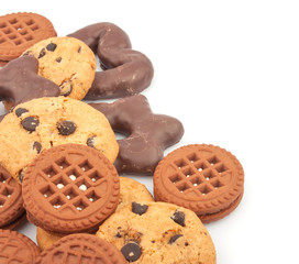 Different chocolate cookies with chips