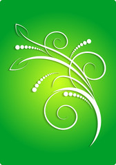 Paper branch on green background