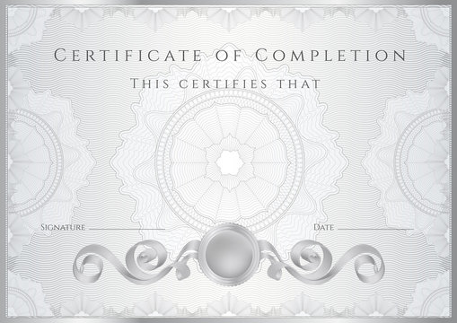 Silver Certificate / Diploma template (design sample). Guilloche