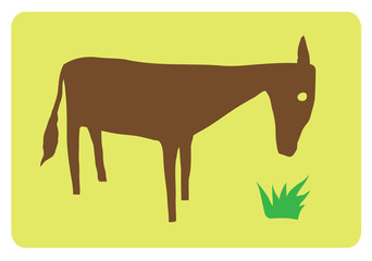 Vector image of a horse eating grass