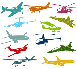 Set of a various type of a aircraft