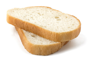 Slices of bread isolated on white background