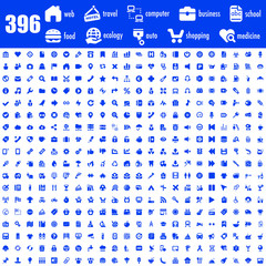 396 blue icons set