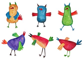 Set of cartoon birds