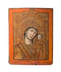 Fototapeta premium Lady of Kazan type of icon, Virgin Mary and Jesus, 19th cent