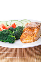 Baked Salmon and Broccoli Low Angle