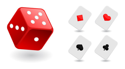 dice and playing cards