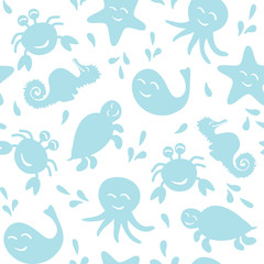 seamless pattern of marine animals