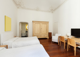 beautiful interior of hotel room, view bedroom