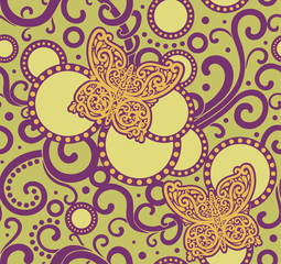 ornate yellow butterfly pattern