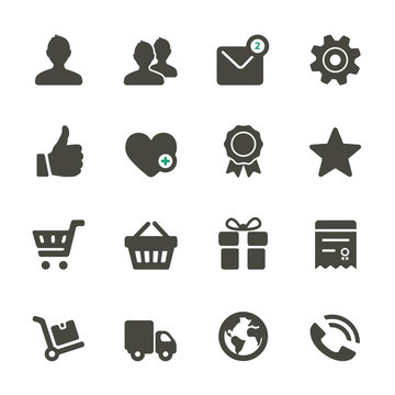 Universal icons set. Profile, Favorites, Shopping, Service