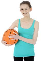Freundliche Schülerin mit Basketball