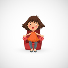 illustration of isolated girl sitting chair vector