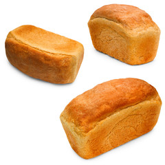 bread isolated white food loaf bakery set background baguett