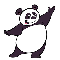 Naklejka premium Happy cartoon panda character presenting