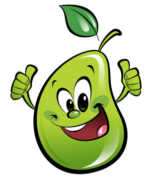 Happy cartoon pear making an ok gesture