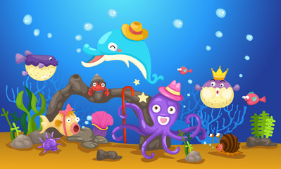 illustration of isolated an underwater world vector