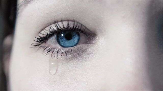 tears in a female sad eye in 1080p