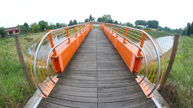 pedestrian bridge and Bike Trail over the river