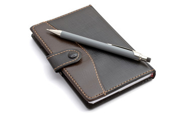 Black notebook and Mechanical pencil