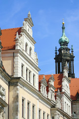 Beautiful view of baroque buildings in the center of Dresden