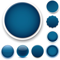 Round dark blue icons.