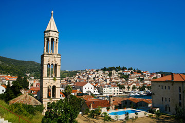 Fototapeta na wymiar Beautiful view of Hvar town on Hvar island, Croatia