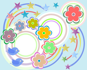 scrapbook elements - flowers and birds