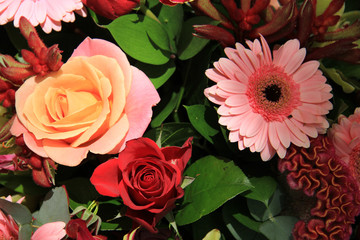 Wedding flowers in red and pink