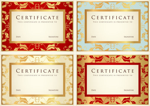 Vintage Certificate / Diploma template. Background design. Set