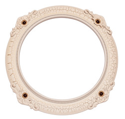 round ornamented old picture frame isolated on white