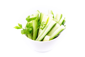 Fresh cucumber ready to eat served