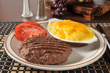 Grilled ground sirloin with au gratin potatoes