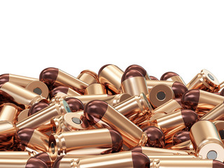 Heap of Gun Bullets isolated on white background