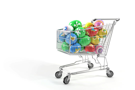 Shopping Cart And Easter Eggs