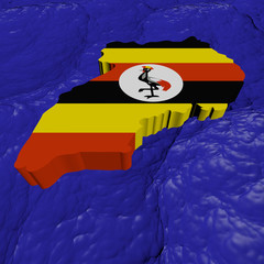Uganda map flag in abstract ocean illustration