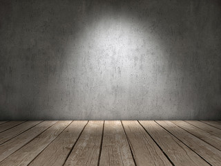 Concrete wall wood floor