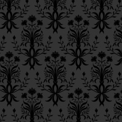 Seamless black floral wallpaper