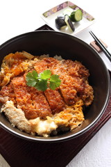 Japanese cuisine, Katsudon deep fried pork on rice