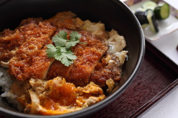 Japanese cuisine, Katsudon deep fried pork on rice