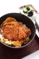 Japanese cuisine, Katsudon deep fried pork on rice