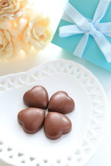 homemade heart shaped chocolate and gift box for Valentine's day