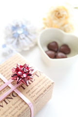 homemade heart shaped chocolate and gift box for Valentine's day