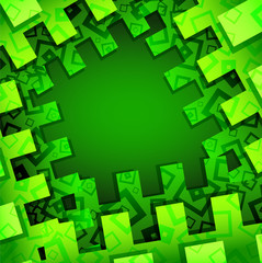 Fototapeta na wymiar Green rectangular abstract background with ornament