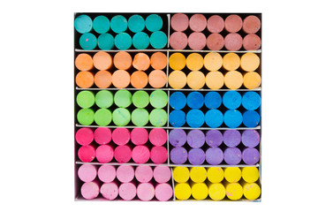 Colorful chalks on white background with clipping path1