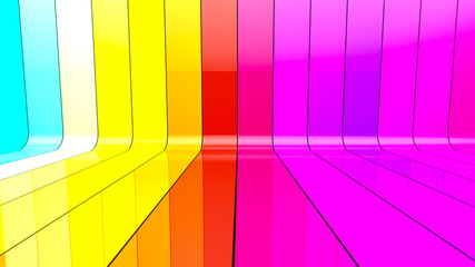 Ribbon wall colorful 3d render