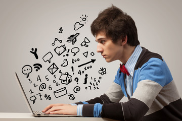 Young man using laptop