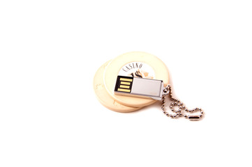 Casino chip with an USB key
