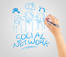 hand drawing social network community